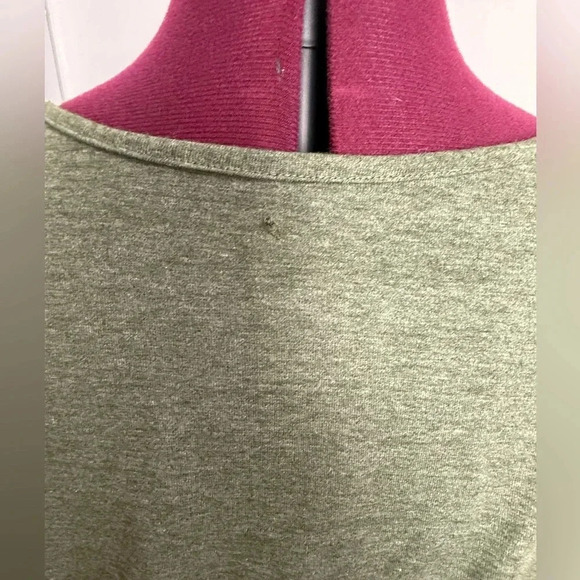 Womens OLIVE GREEN HEATHERED MAXI DRESS Side Slits POCKETS Elastic Waist - Picture 6 of 11